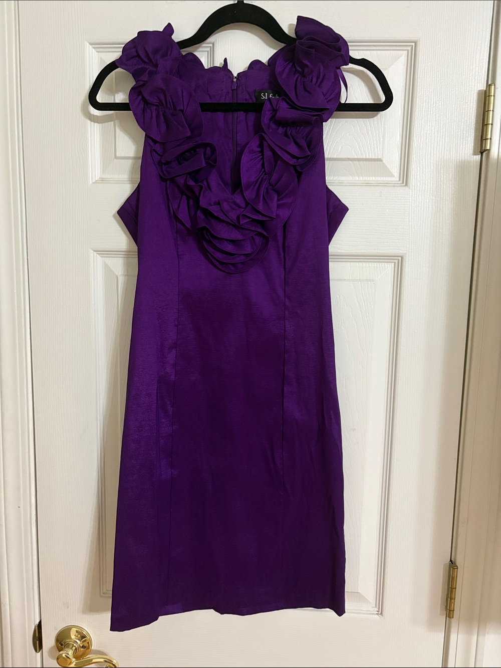 SL Fashions One-Shoulder Purple Ruffle Dress